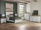 Savonport White/Brown Panel Bedroom Set Full 5: Bed, Dresser, Mirror, Chest, NightStand from Ella Furniture