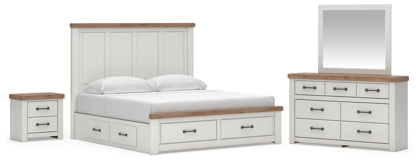Savonport White/Brown Panel Storage Bed. Dresser, Mirror Bedroom Set view 2