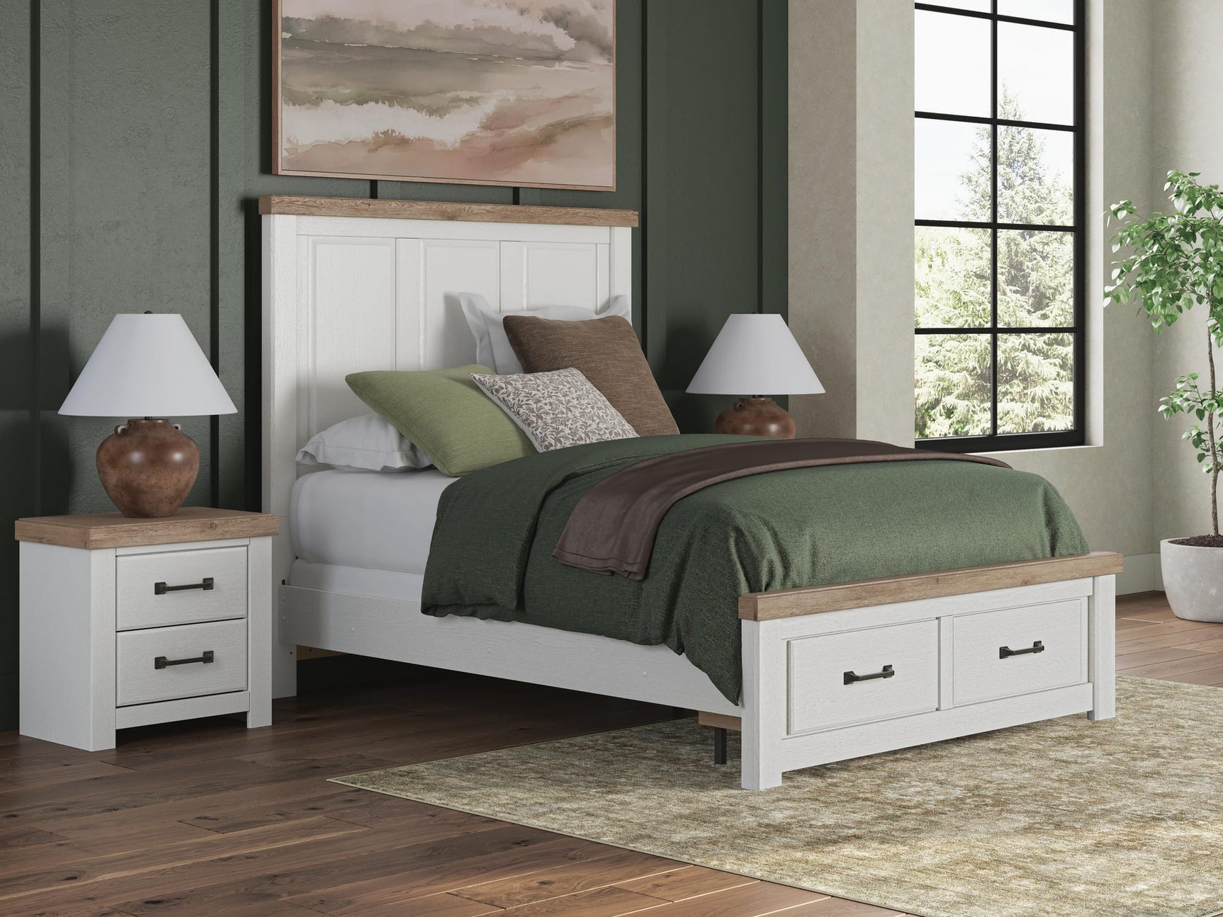 Savonport White/Brown Panel Storage Bedroom Set view 2