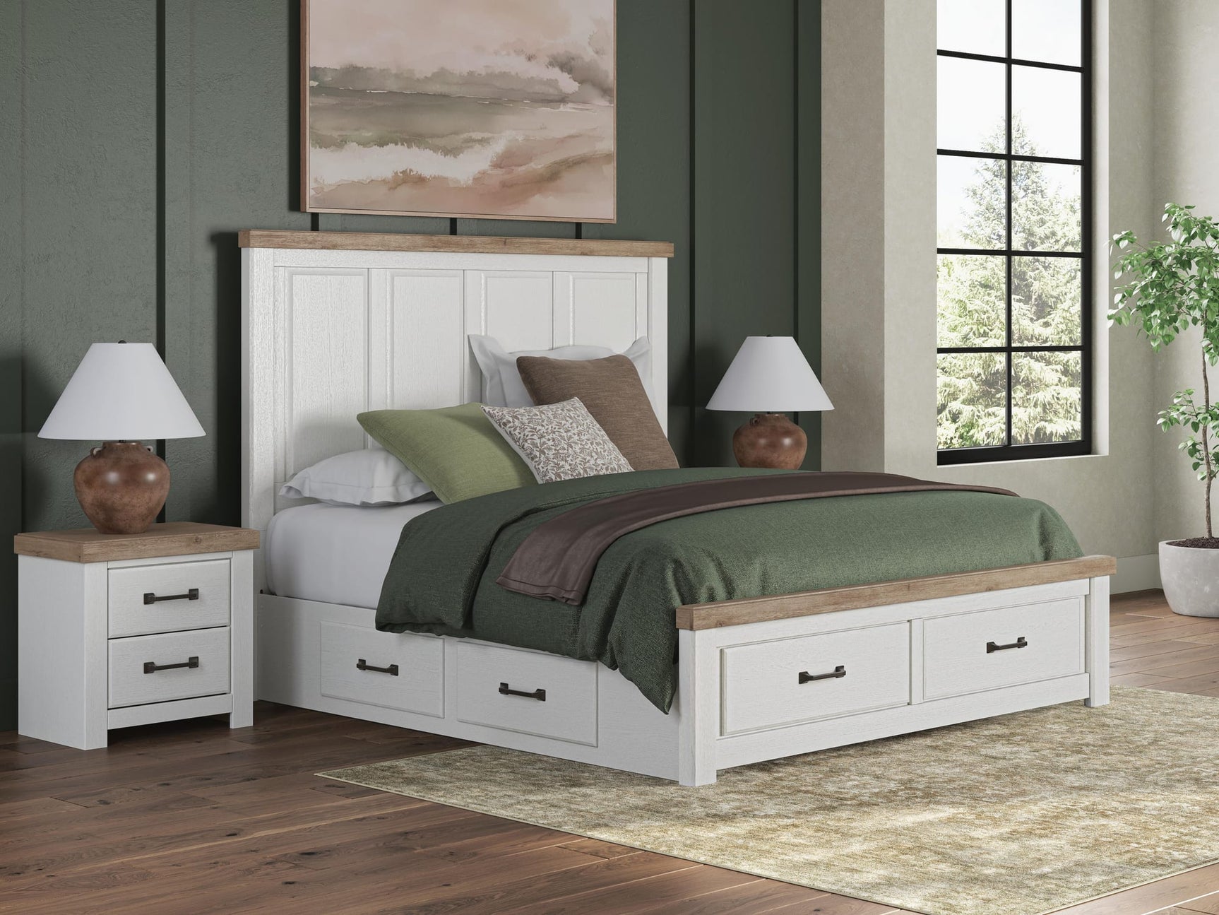 Savonport White/Brown Panel Storage Bedroom Set view 7