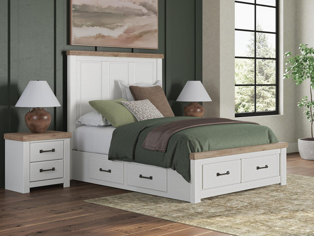 Savonport White/Brown Queen Panel Storage Bed from Ella Furniture