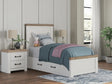Savonport White/Brown Twin Panel Bed with Storage from Ella Furniture
