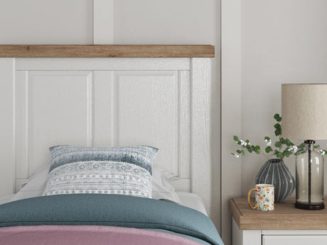 Savonport White/Brown Twin Panel Storage Bed detail view