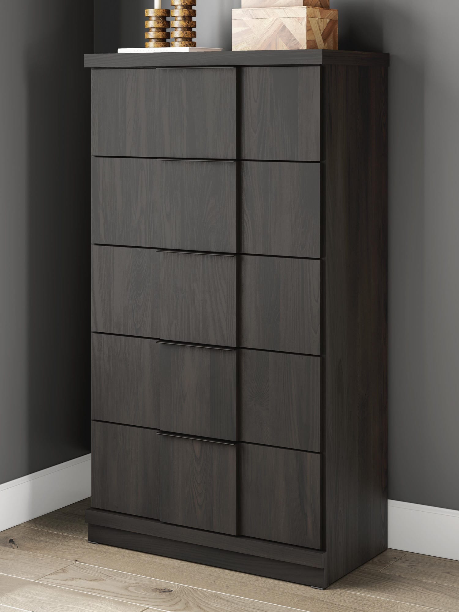 Shaehartin Dark Brown Chest of Drawers from Ella Furniture