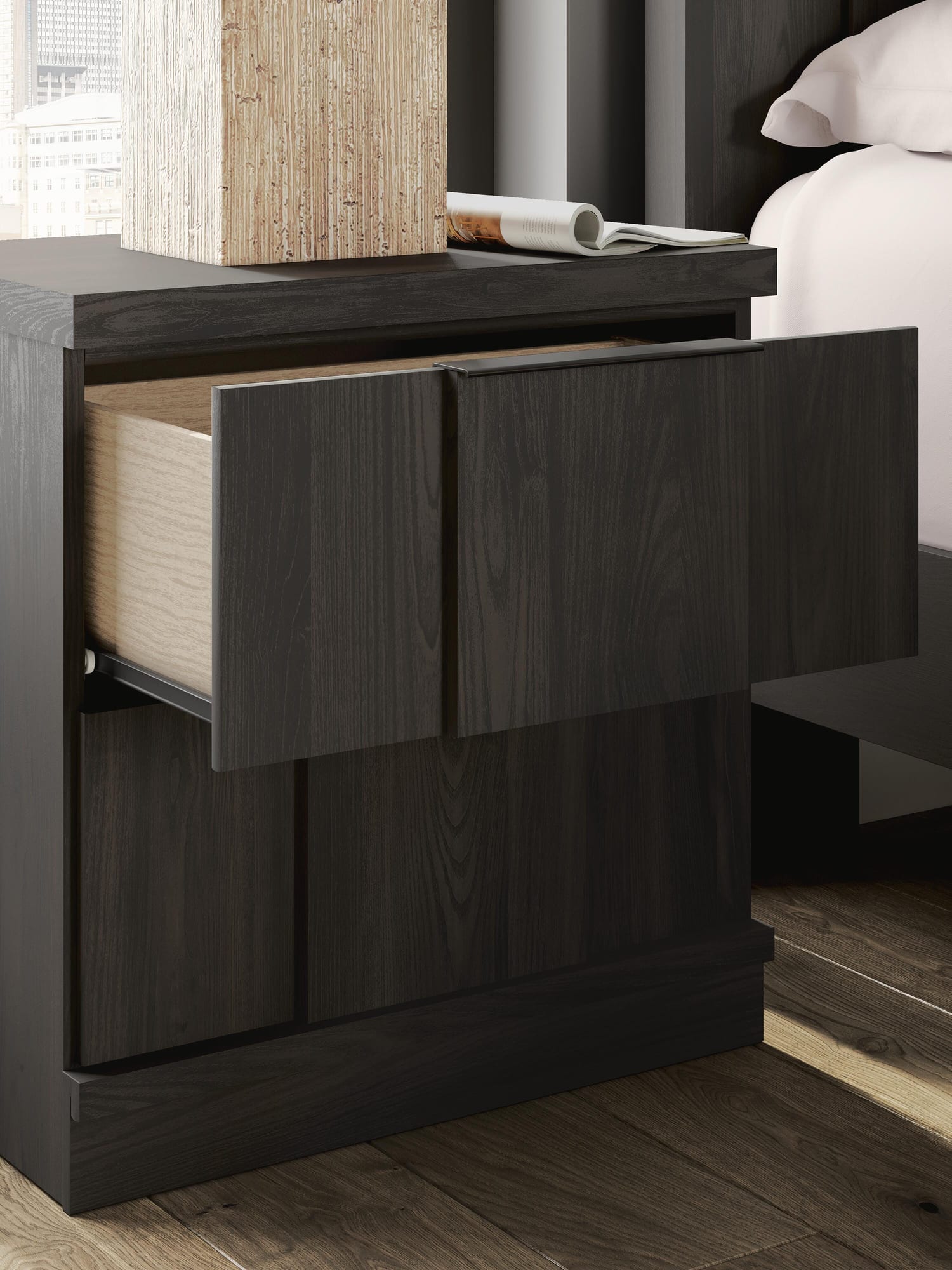 Shaehartin Dark Brown Nightstand detail view