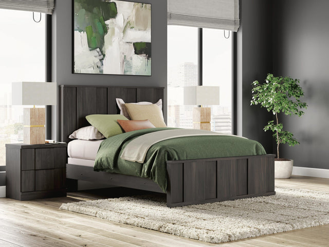 Shaehartin Dark Brown Queen Panel Bed from Ella Furniture