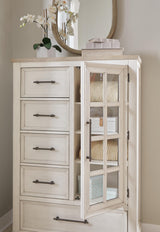 Shaybrock Antique White Panel Bedroom Set Queen 4: Bed, Dresser, Mirror, Chest from Ella Furniture
