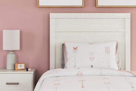 Stelsie White Panel Bedroom Set Twin 3: Bed, Dresser, Mirror from Ella Furniture