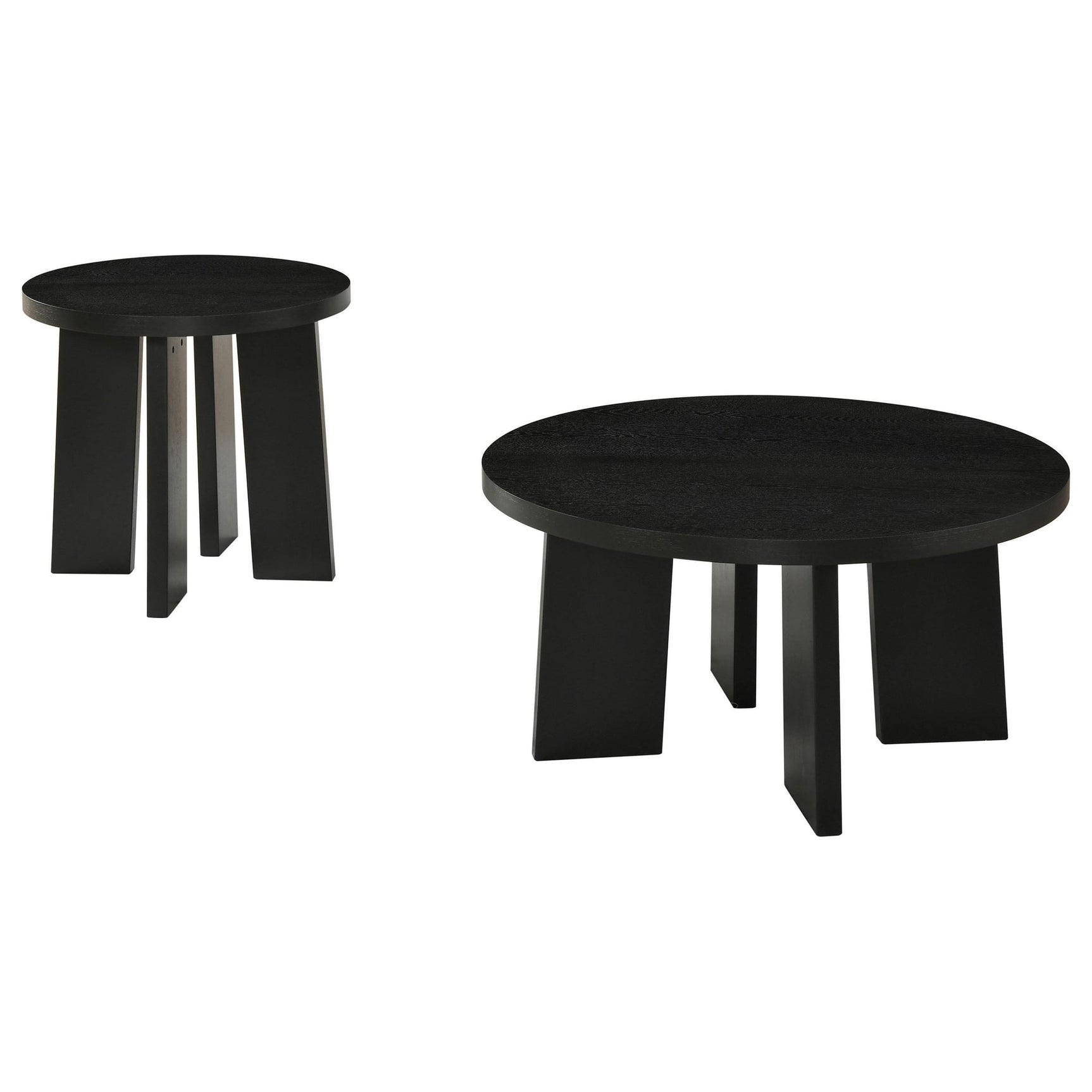 Strouse 2-Piece Round Coffee and End Table Set in Black from Ella Furniture