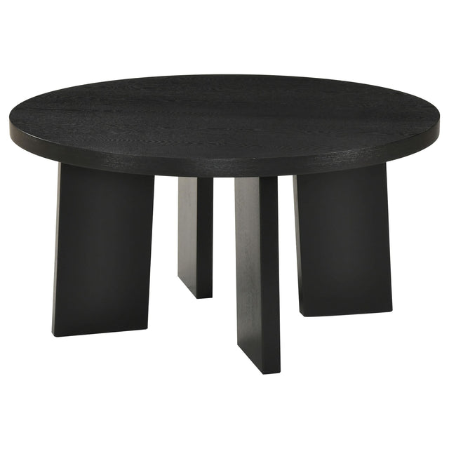 Strouse Contemporary Round Coffee Table in Black from Ella Furniture