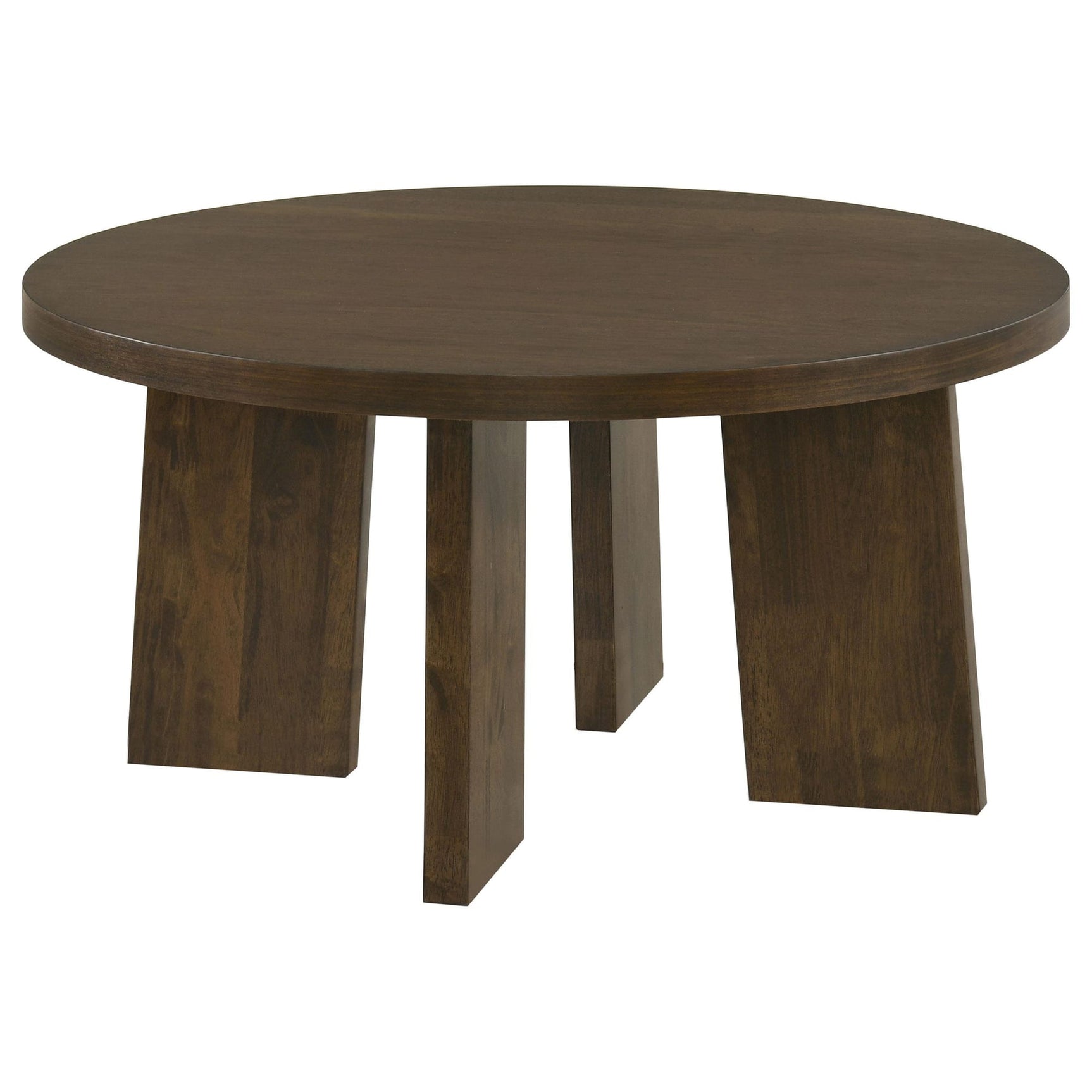 Strouse Contemporary Round Coffee Table in Dark Walnut from Ella Furniture