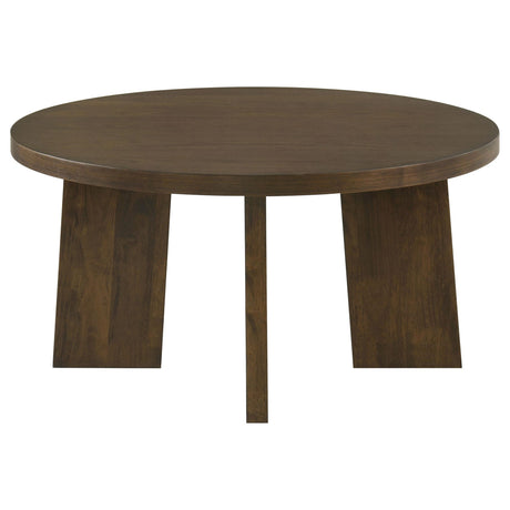 Strouse Contemporary Round Coffee Table in Dark Walnut view 2