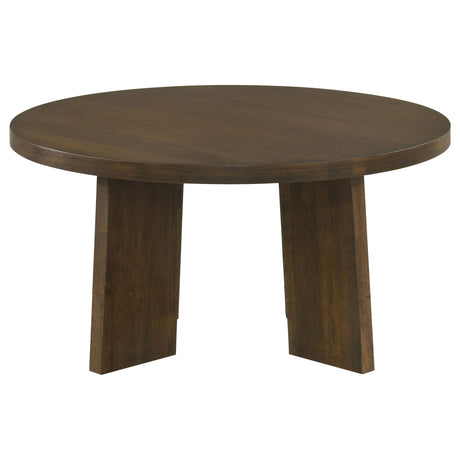 Strouse Contemporary Round Coffee Table in Dark Walnut view 3