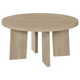 Strouse Contemporary Round Coffee Table in Natural Oak from Ella Furniture