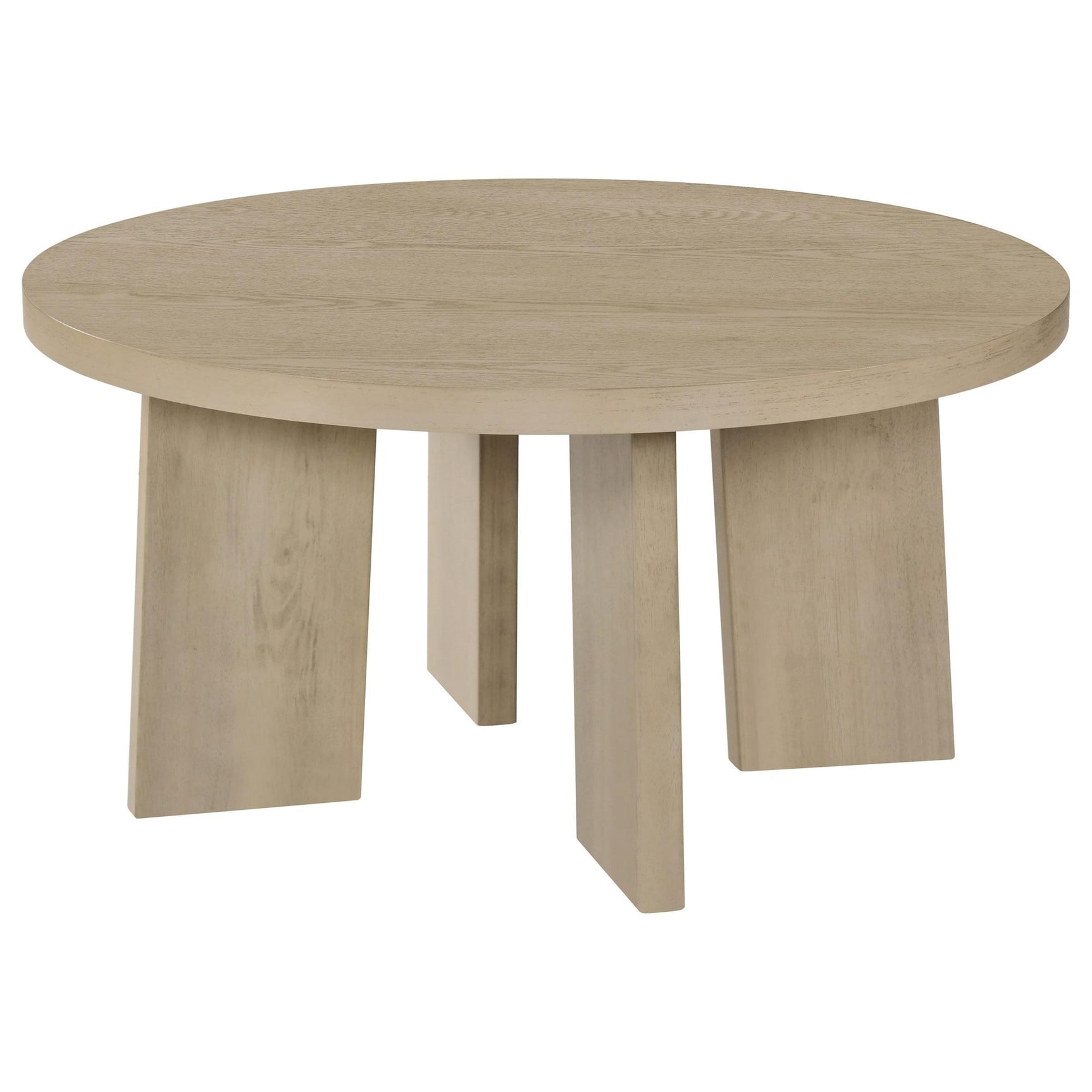 Strouse Contemporary Round Coffee Table in Natural Oak from Ella Furniture
