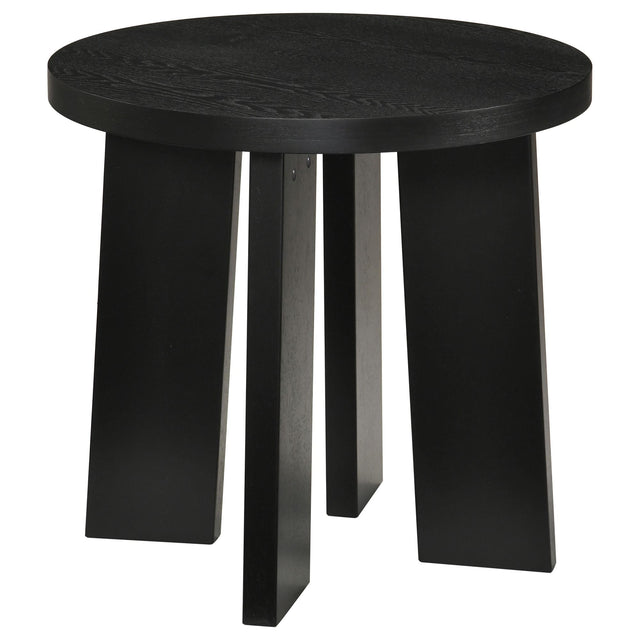 Strouse Contemporary Round End Table in Black from Ella Furniture