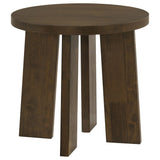 Strouse Contemporary Round End Table in Dark Walnut from Ella Furniture