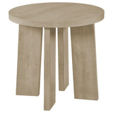 Strouse Contemporary Round End Table in Natural Oak from Ella Furniture