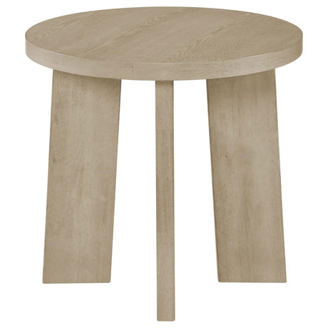 Strouse Contemporary Round End Table in Natural Oak view 2