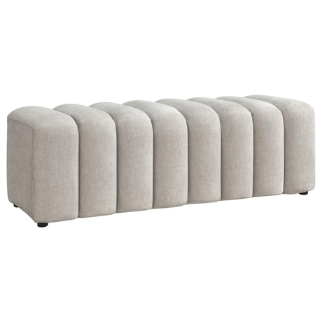 Summer Chenille Upholstered Channel Accent Bench Beige from Ella Furniture