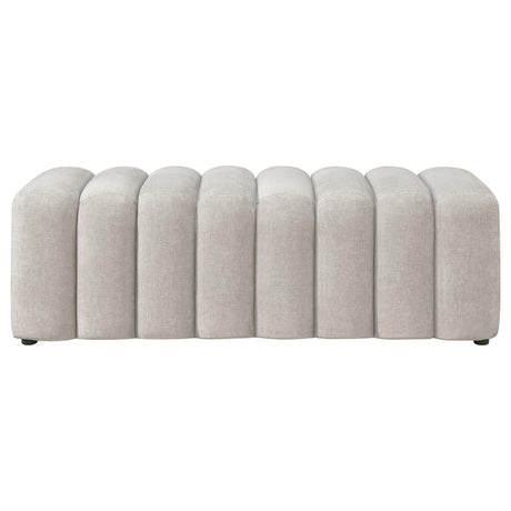 Summer Chenille Upholstered Channel Accent Bench Beige view 3