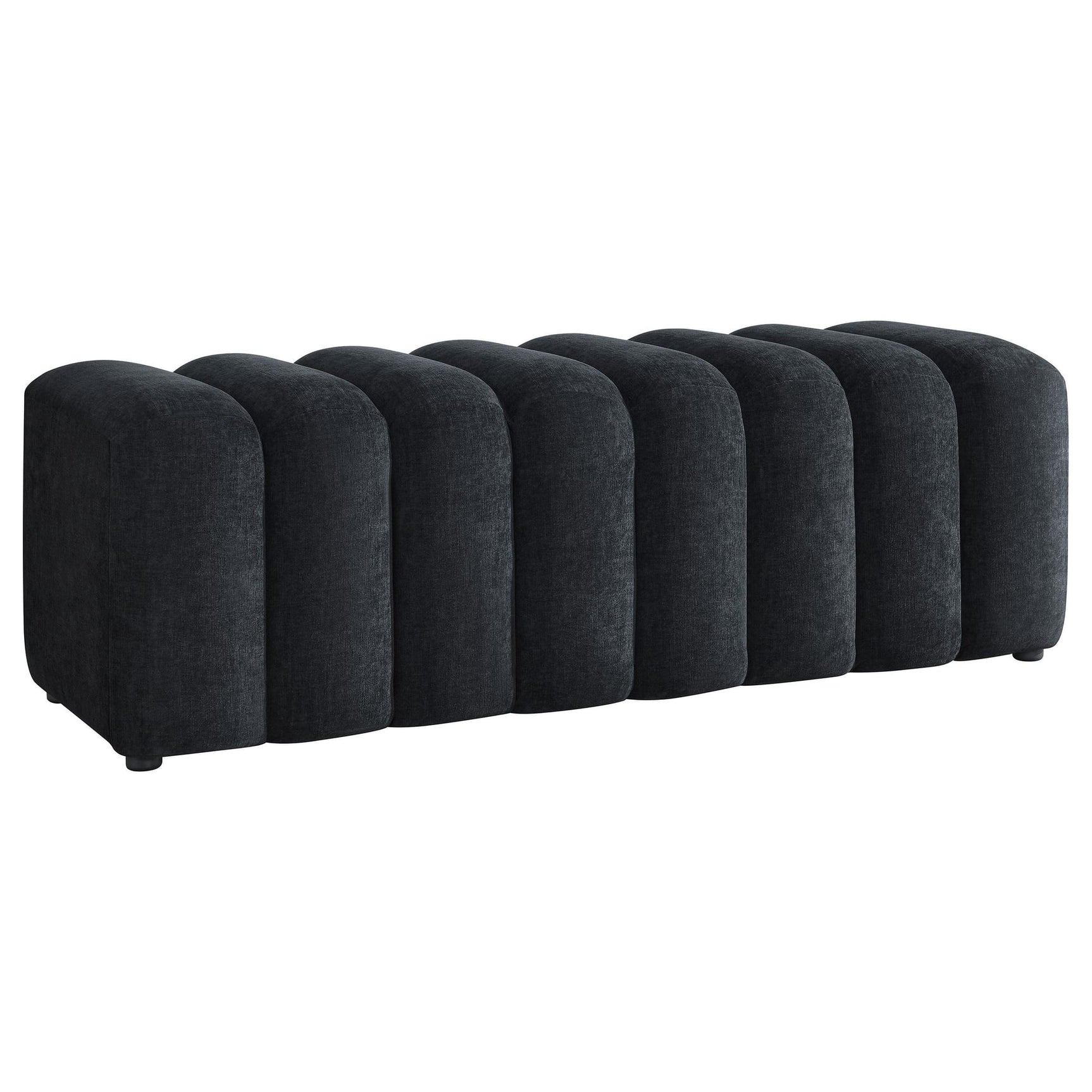 Summer Chenille Upholstered Channel Accent Bench Black from Ella Furniture