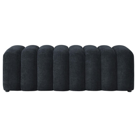 Summer Chenille Upholstered Channel Accent Bench Black view 3