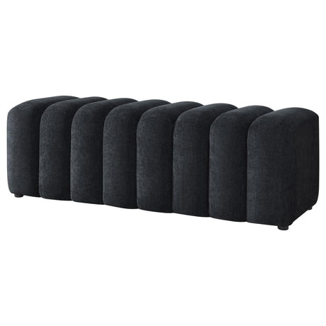 Summer Chenille Upholstered Channel Accent Bench Black view 4