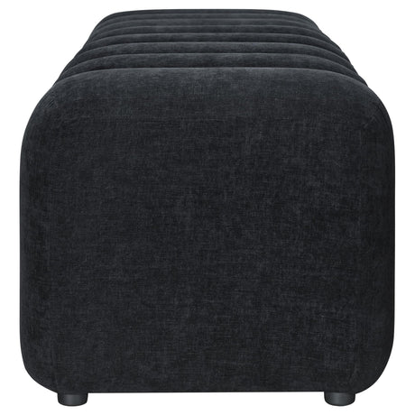 Summer Chenille Upholstered Channel Accent Bench Black view 5