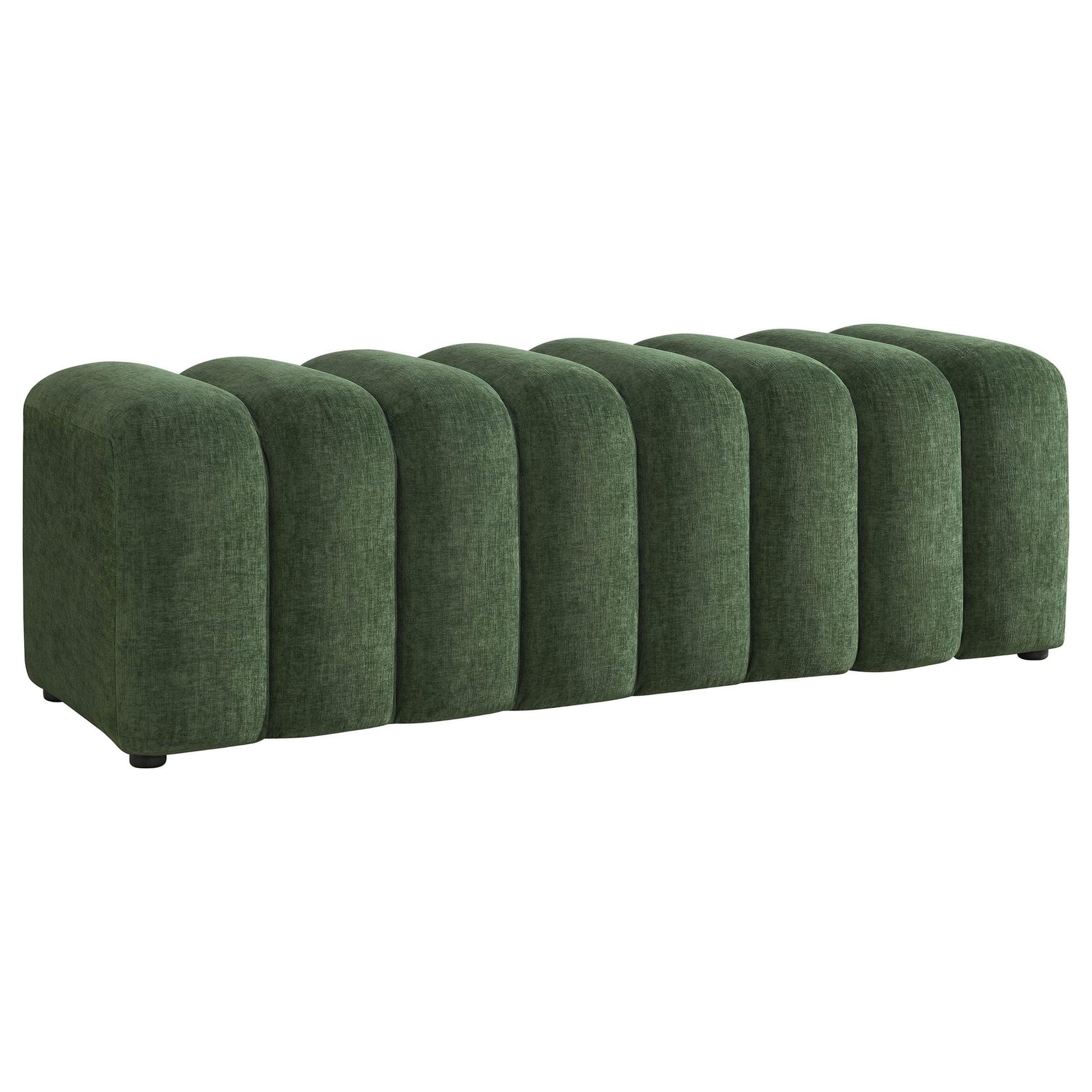 Summer Chenille Upholstered Channel Accent Bench Green from Ella Furniture