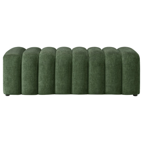 Summer Chenille Upholstered Channel Accent Bench Green view 3