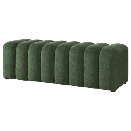 Summer Chenille Upholstered Channel Accent Bench Green view 4