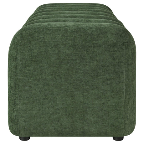Summer Chenille Upholstered Channel Accent Bench Green view 5
