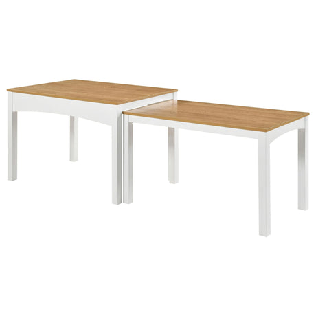 Sykes 47-inch 2-piece Nesting Dining Table Natural and White view 2