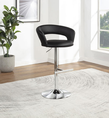 Travia Adjustable Leatherette Swivel Bar Stool Black and Chrome from Ella Furniture