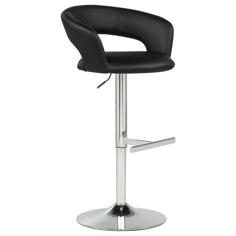 Travia Adjustable Leatherette Swivel Bar Stool Black and Chrome view 2