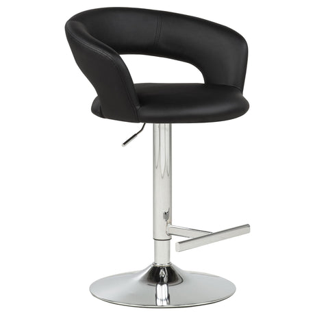 Travia Adjustable Leatherette Swivel Bar Stool Black and Chrome view 3