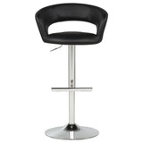 Travia Adjustable Leatherette Swivel Bar Stool Black and Chrome view 4