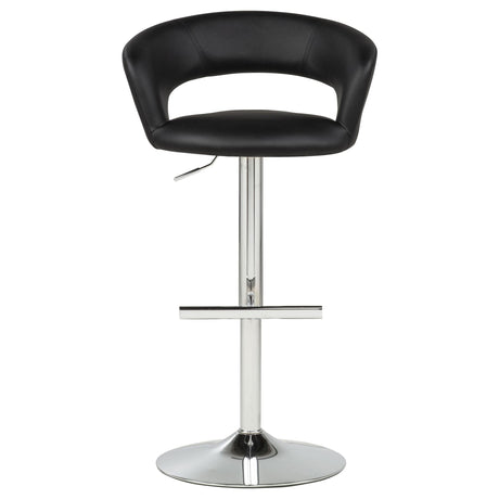 Travia Adjustable Leatherette Swivel Bar Stool Black and Chrome view 4
