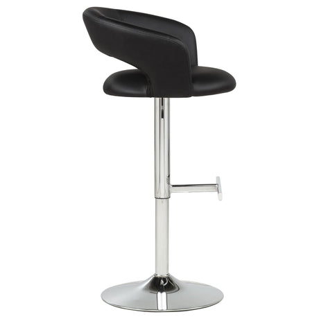 Travia Adjustable Leatherette Swivel Bar Stool Black and Chrome view 5