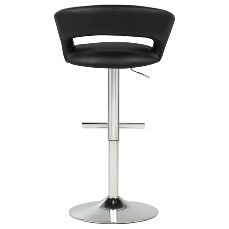 Travia Adjustable Leatherette Swivel Bar Stool Black and Chrome view 7