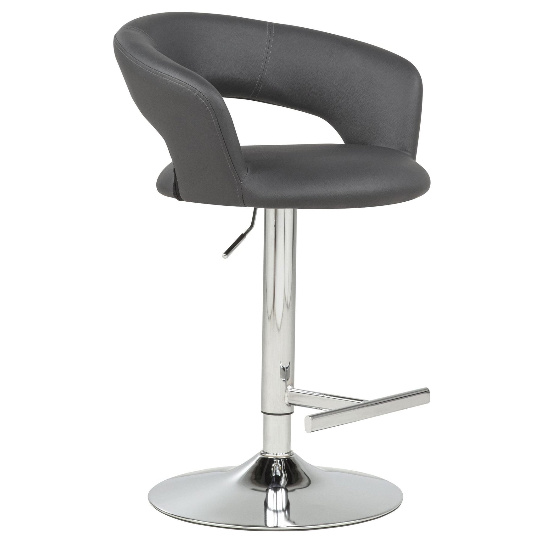 Travia Adjustable Leatherette Swivel Bar Stool Grey and Chrome view 3