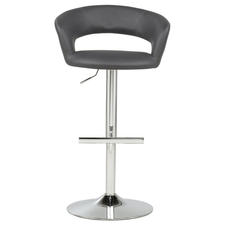 Travia Adjustable Leatherette Swivel Bar Stool Grey and Chrome view 4