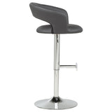 Travia Adjustable Leatherette Swivel Bar Stool Grey and Chrome view 5