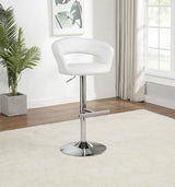 Travia Adjustable Leatherette Swivel Bar Stool White and Chrome from Ella Furniture