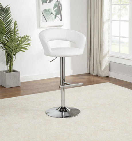 Travia Adjustable Leatherette Swivel Bar Stool White and Chrome from Ella Furniture