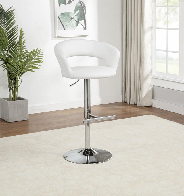 Travia Adjustable Leatherette Swivel Bar Stool White and Chrome from Ella Furniture