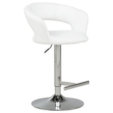Travia Adjustable Leatherette Swivel Bar Stool White and Chrome view 3