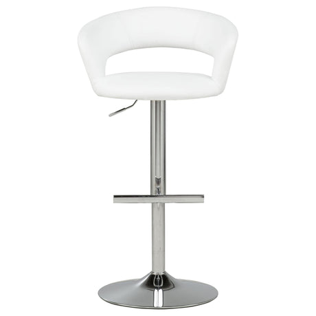 Travia Adjustable Leatherette Swivel Bar Stool White and Chrome view 4