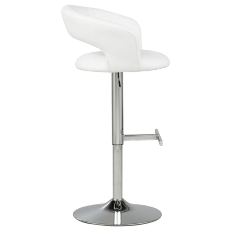 Travia Adjustable Leatherette Swivel Bar Stool White and Chrome view 5